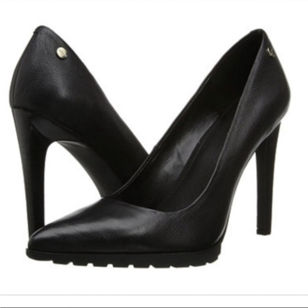 Calvin Klein Brigitte Leather Pointy Toe Pump Heel